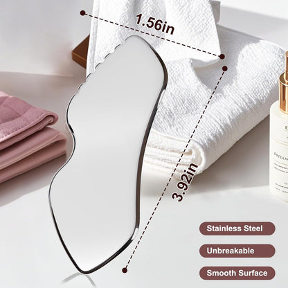 Gua Sha Facial Tools, Upgrade Stainless Steel Gua-Sha, Guasha Tool for Face and Body Treatment, Muscle Tension and Puffiness Relief for Guasha Tool, Skin Care Gifts for Women