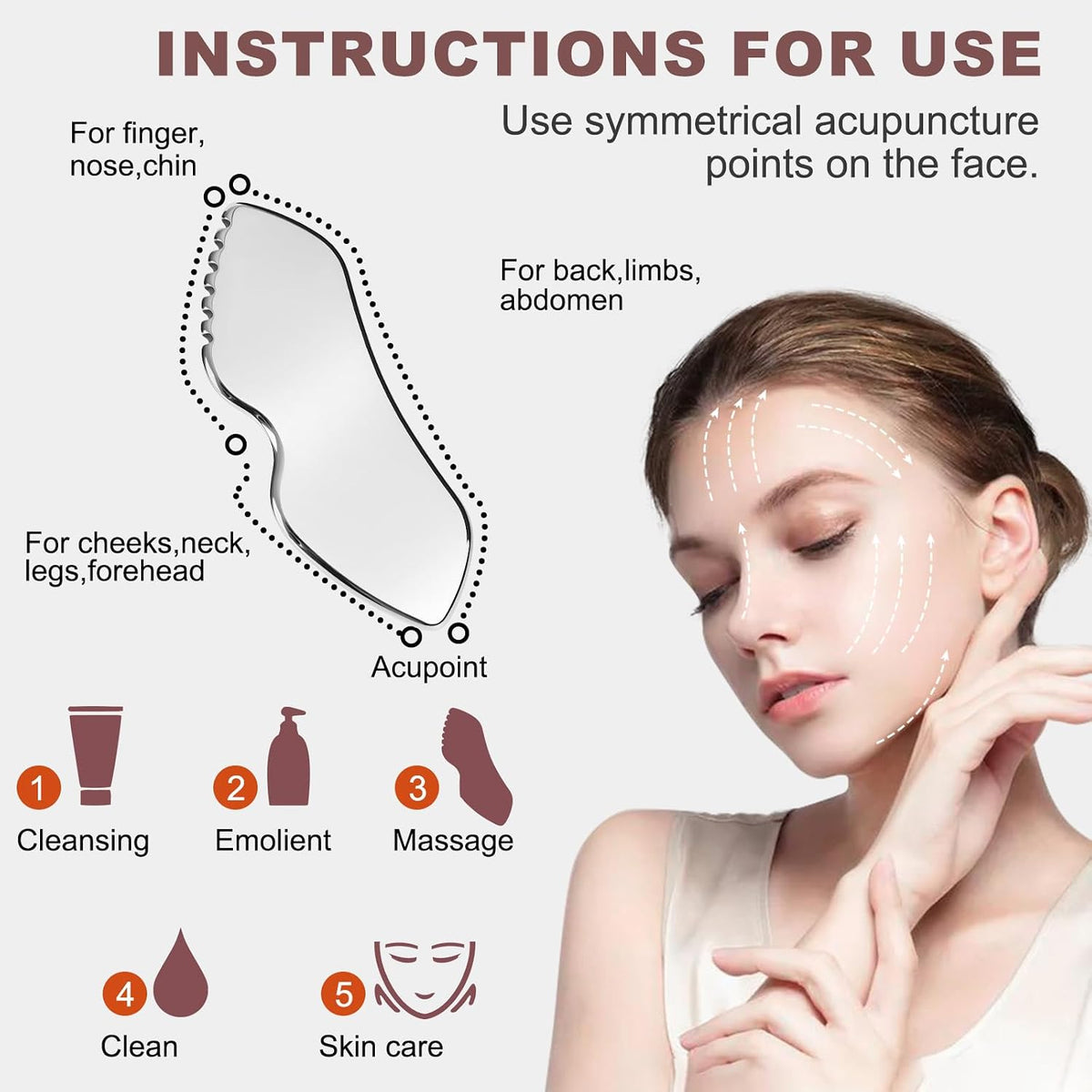 Gua Sha Facial Tools, Upgrade Stainless Steel Gua-Sha, Guasha Tool for Face and Body Treatment, Muscle Tension and Puffiness Relief for Guasha Tool, Skin Care Gifts for Women